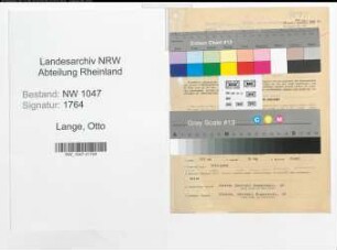 Entnazifizierung Otto Lange , geb. 27.10.1887 (Beamter)