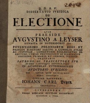 Diss. iur. de electione