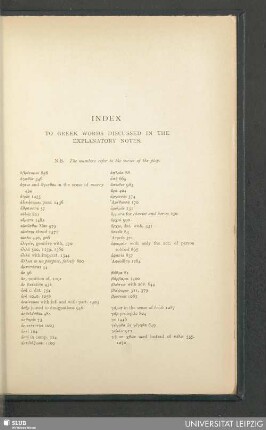 Index to greek words discussed in the explanatory notes