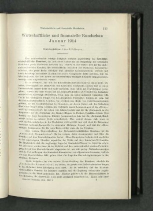 Wirtschaftliche und finanzielle Rundschau Januar 1914