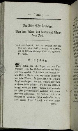 Zwölfte Christenlehre. Von dem Leben, den Lehren und Wundern Jesu.