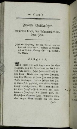 Zwölfte Christenlehre. Von dem Leben, den Lehren und Wundern Jesu.