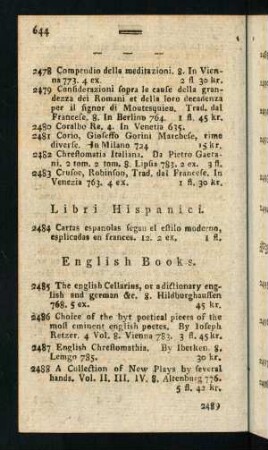644, Libri Hispanici