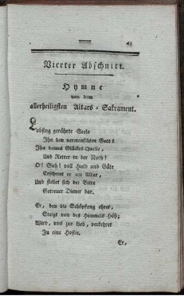 Hymne von dem allerheiligsten Altars-Sakrament