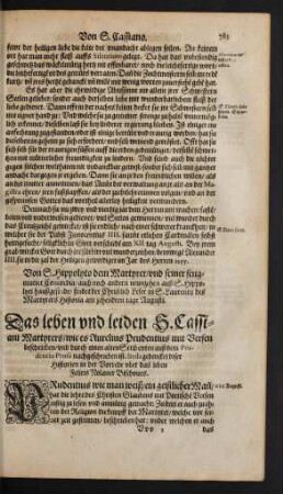 Das leben und leiden S. Cassiani Martyrers ...