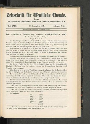 Heft XVIII. 30. September 1915.