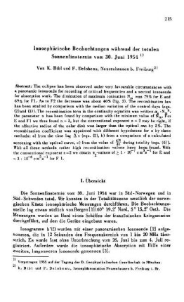 Ionospährische Beobachtungen während der totalen Sonnenfinsternis vom 30. Juni 1954
