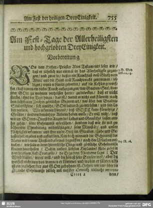 Am Fest-Tage der Allerheiligsten und hochgelobten DreyEinigkeit