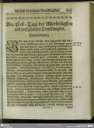 Am Fest-Tage der Allerheiligsten und hochgelobten DreyEinigkeit