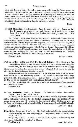 62, Otto Boodstein. Frühreife Kinder.. Psychologische Studie. 1909