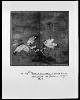Kraniche und Chrysanthemen