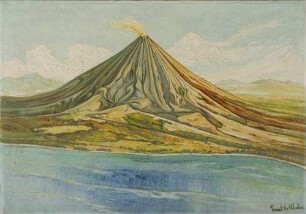 Der schönstgeformte Krater der Welt: Der Mayon, vom Flugzeug aus gesehen