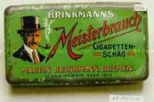 Blechdose für 50 Gramm "BRINKMANNS Meisterbrauch CIGARETTEN-SCHÄG MARTIN BRINKMANN, BREMEN."