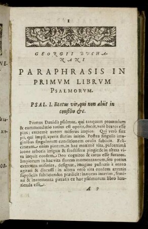 Paraphrasis In Primum Librum Psalmorum