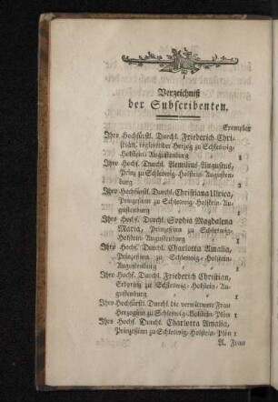 Verzeichnis der Subscribenten.