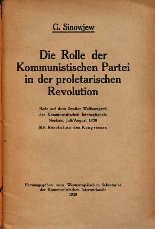 Die Rolle der Kommunistischen Partei in der proletarischen Revolution