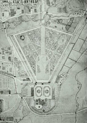 Lageplan von Schloss und Garten in Milkel