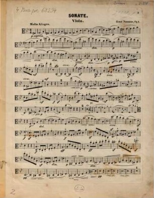 Sonate für Viola und Pianoforte : Op. 1