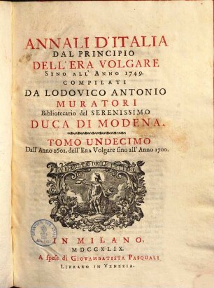 Annali d'Italia dal principio dell'era volgare sino all'anno 1500. 11, Dall'Anno 1601. dell'Era volgare sino all'Anno 1700
