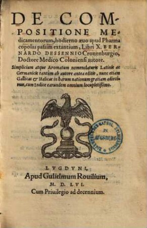 De compositione medicamentorum, hodierno aevo apud pharmacopolas passim extantium : libri 10