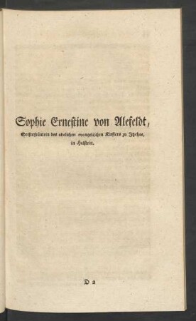 Sophie Ernestine von Alefeldt ...