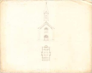 Speeth, Ferdinand; Kirchenentwürfe - Eingangsseite (Grundriss, Ansicht)