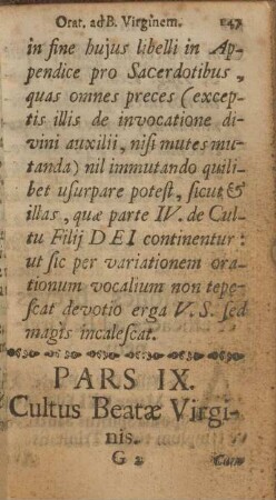 Pars IX. Cultus beatæ virginis.