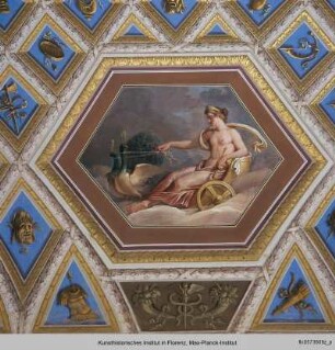Deckendekoration mit mythologischen Szenen : Juno im Pfauenwagen (Allegorie der Luft)