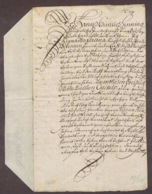 Gültbrief von Hans Heinrich Henning und seiner Frau Magdalena von Berghausen gegen die geistliche Verwaltung Durlach