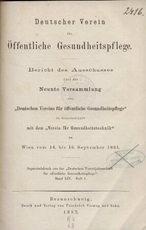 9: Wien vom 14. bis 16. September 1881