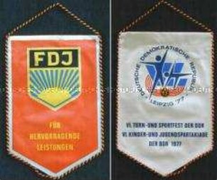 Auszeichnungswimpel zum 6. Turn- und Sportfest / 6. Kinder- und Jugend-Spartakiade der DDR