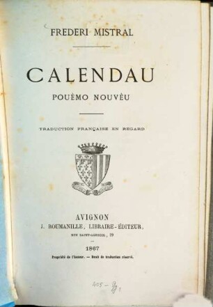 Calendau, pouèmo nouvèu : Traduction française en regard