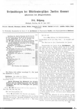 184. Sitzung, Stuttgart, 30.6.1917