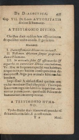 Cap. VII. De Loco Avtoritatis divinae & humanae.