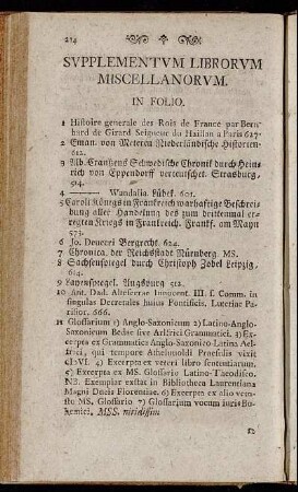 Supplementum Librorum Miscellanorum.