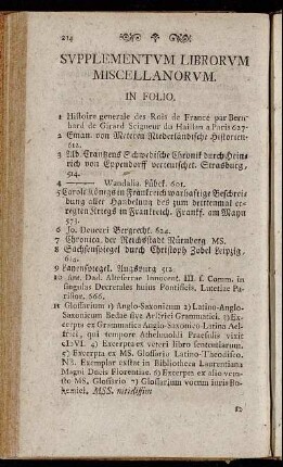 Supplementum Librorum Miscellanorum.