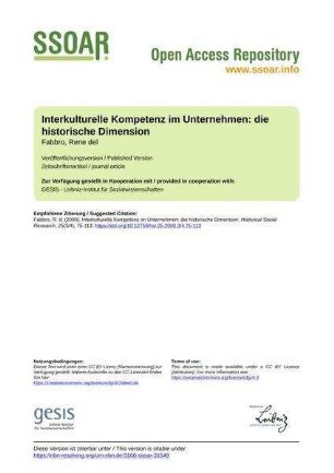 Interkulturelle Kompetenz im Unternehmen: die historische Dimension