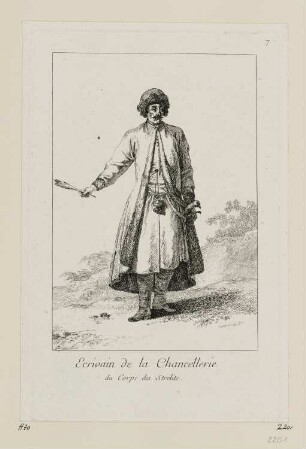 Ecrivain de la Chancellerie du Corps des Strelits, Blatt 7 der Folge "Les Strelits"