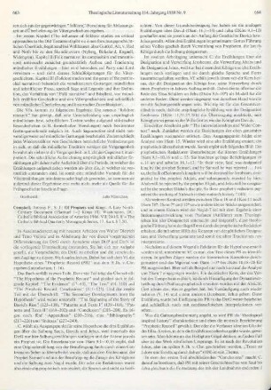 663-665 [Rezension] Campbell, Antony F., Of prophets and kings