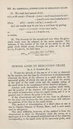 Sumner lines on Mercator's Chart.