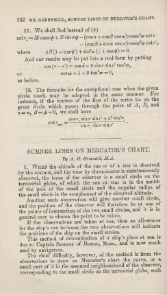Sumner lines on Mercator's Chart.