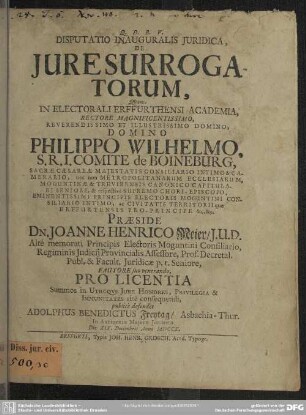Disputatio Inauguralis Iuridica, De Iure Surrogatorum