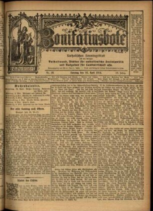 Erste Ausgabe vom Sonntag, den 30. April 1916.