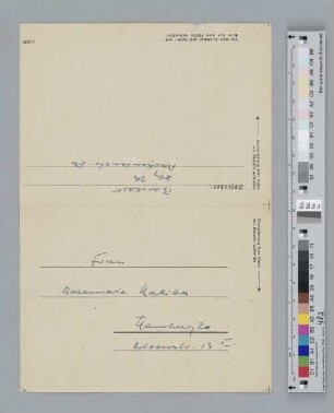 Brief an Rosemarie Hackelberg