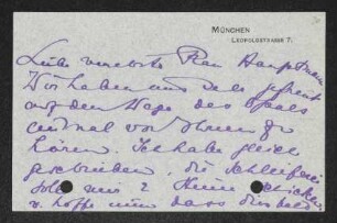 Brief von Else Lampe an Margarete Hauptmann