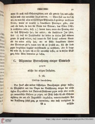 C. Allgemeine Betrachtung einiger Einwürfe gegen etliche der obigen Anstalten