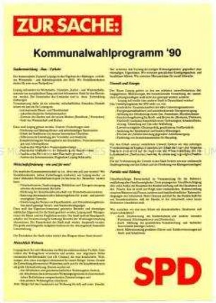 Flugblatt der SPD zur Kommunalwahl am 6. Mai 1990, mit Wahlprogramm