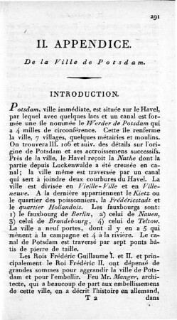 II. Appendice. De la Ville de Potsdam