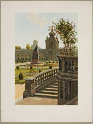 Das Denkmal König Friedrich August I. von Sachsen (der Gerechte, 1750-1827) im Zwinger in Dresden