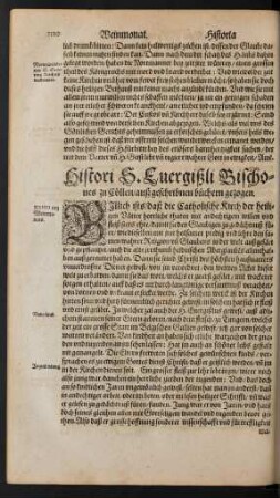 Histori S. Evergißli Bischoves zu Cöllen ...